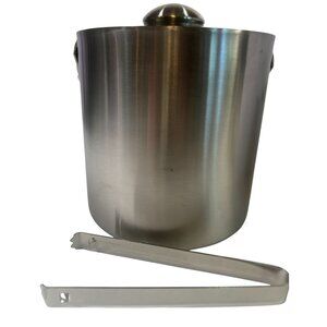 Small Ice Bucket Stainless Steel Insulated With Lid Tongs Drain basket Tiki Bar
